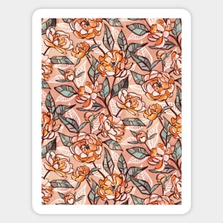 Chalk Pastel Peonies in Peach Pink Sticker